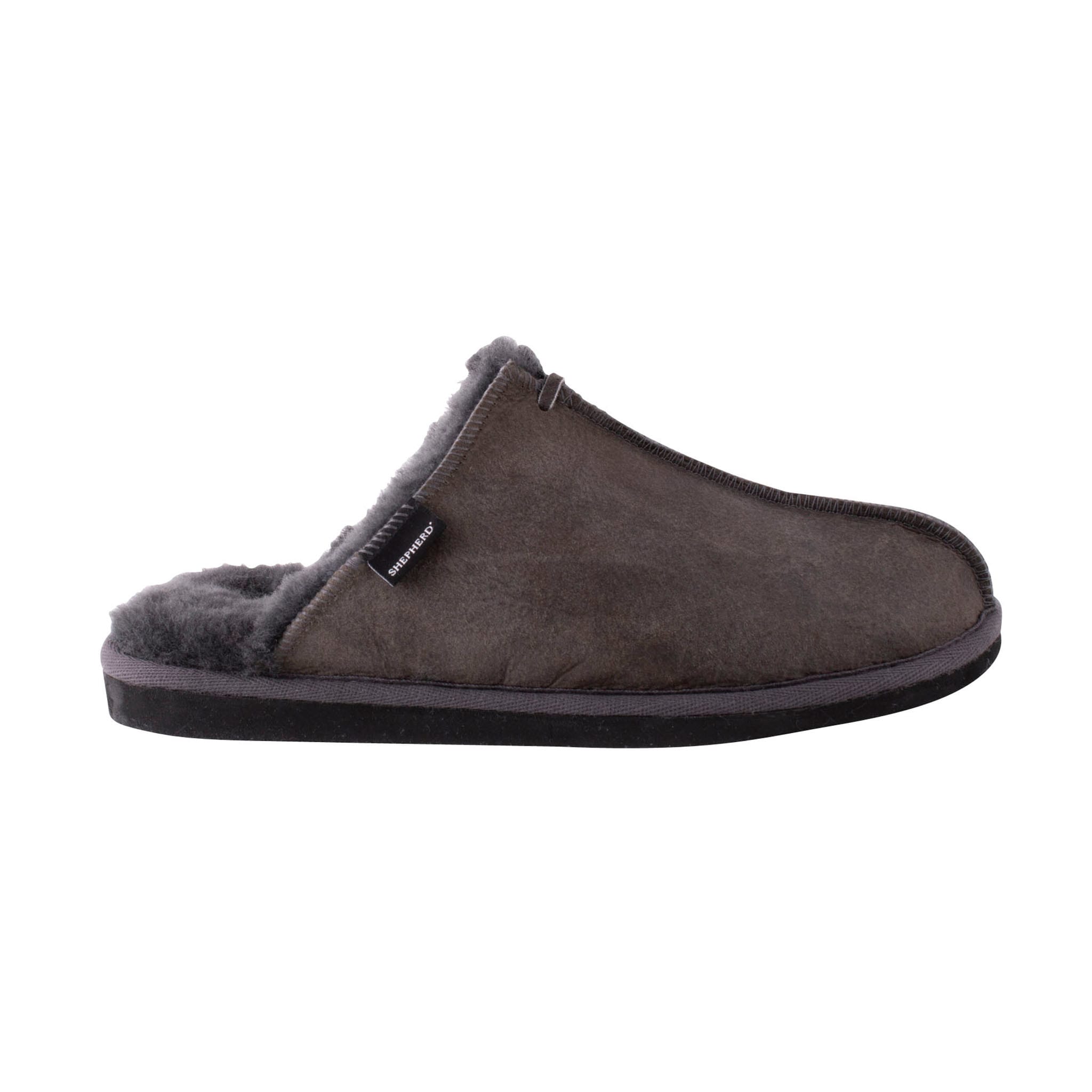 Shepherd Hugo - Grey sheepskin slippers for men.