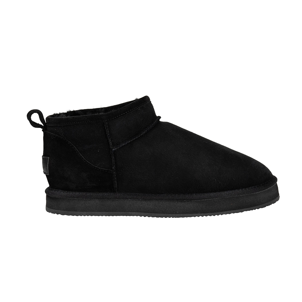 Black Sheepskin Low Ankle Boots for Women