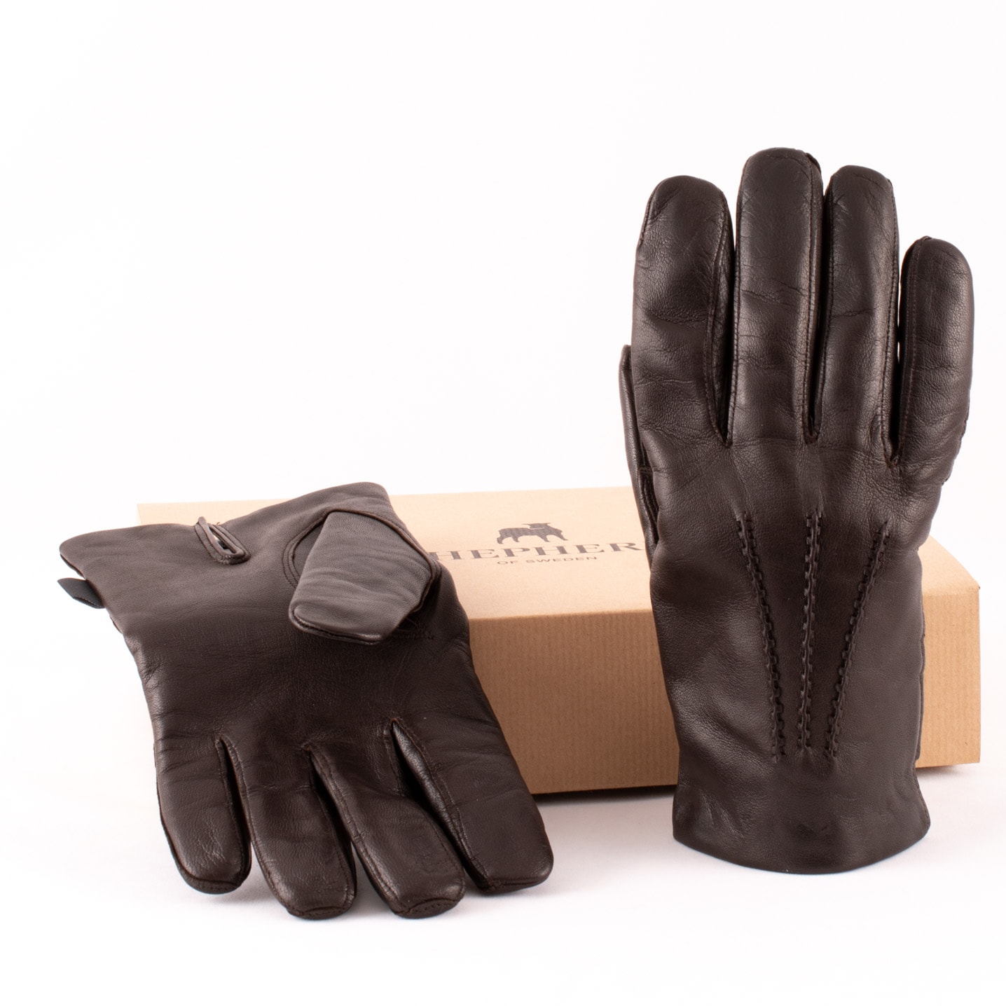 Handske i läder fodrad med ull
