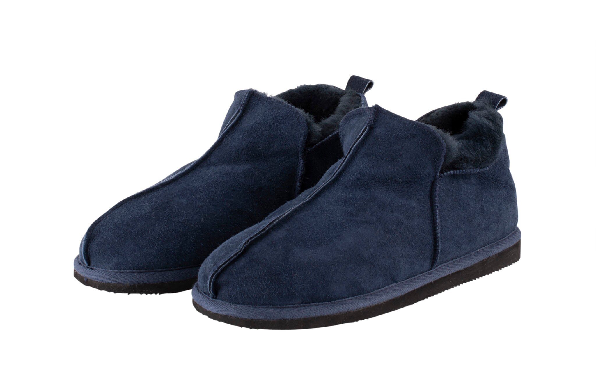 Anton - Dark blue leather slippers