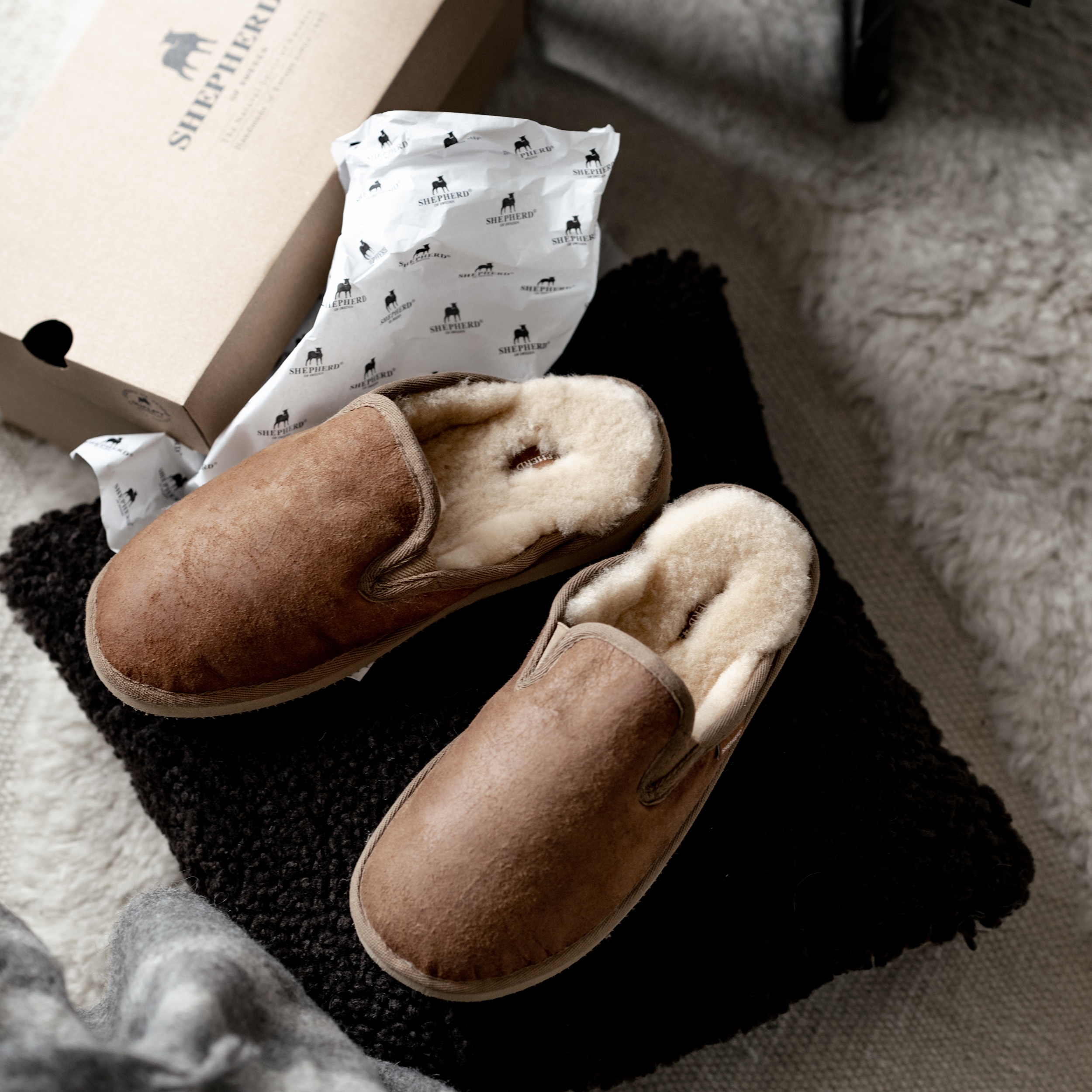 Annie Soft Sheepskin Slippers  Tan Suede  Natural Bed Company